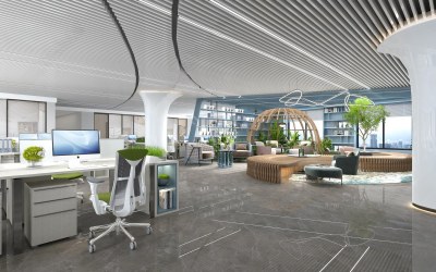 现代公共办公室3D模型下载